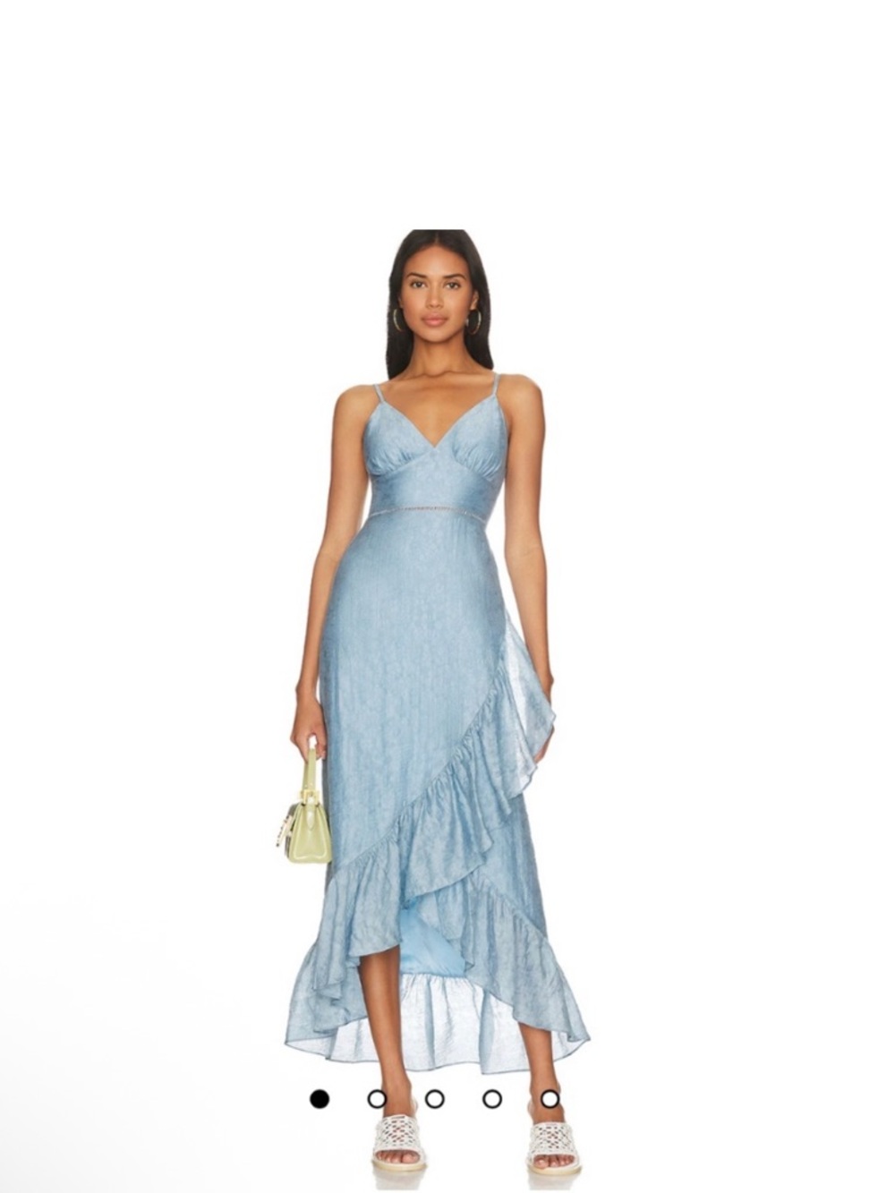 Tularosa Powder Blue Ruffle High-Low Slip Dress